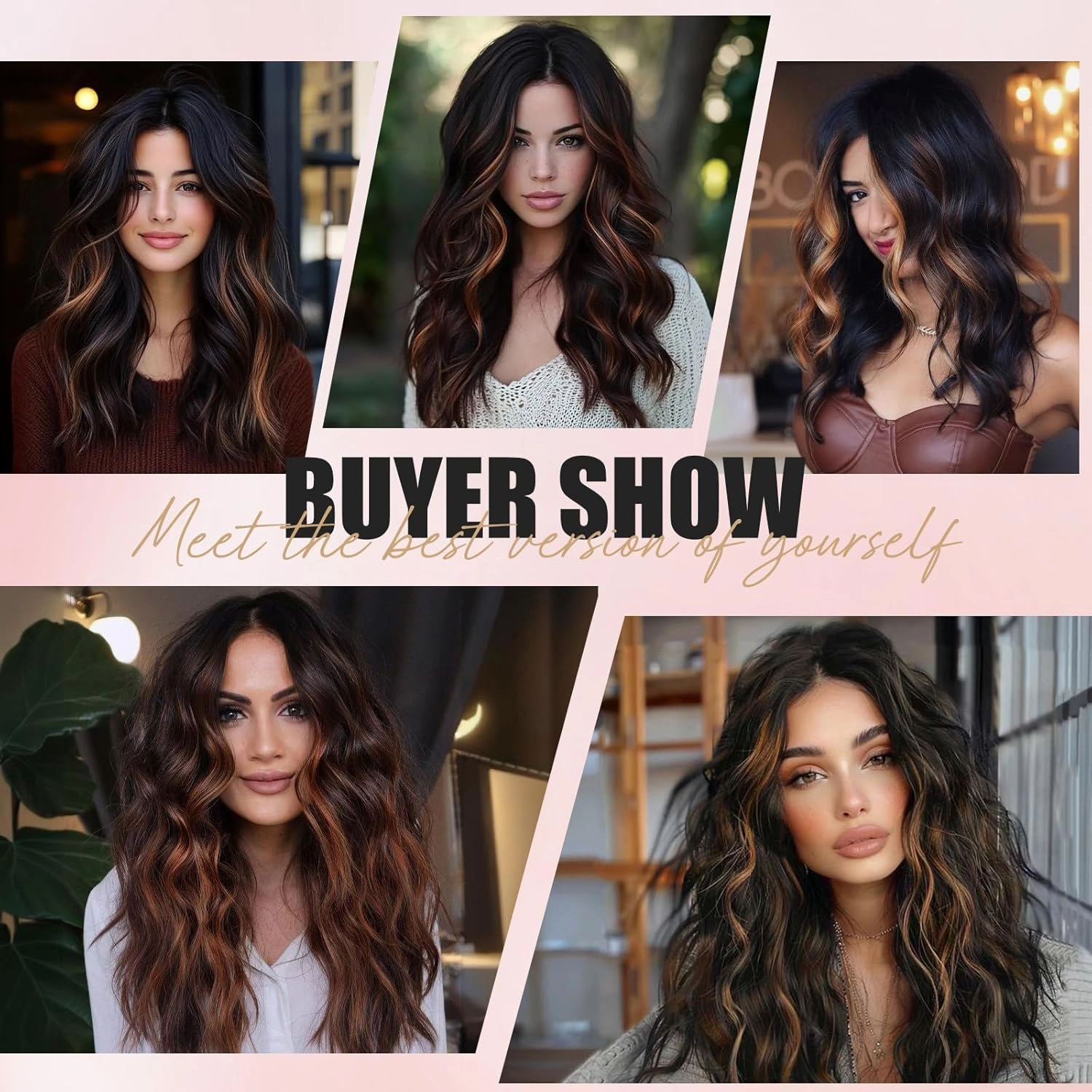 MISSQUEEN Black Highlight Wig 18 Inch Short Wavy Wigs for Women Middle Part Synthetic Curly Heat Resistant Fiber Wigs for Everyday Hairstyle Cosplay Party Halloween Use