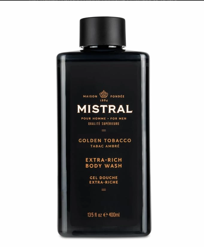 Mistral Golden Tobacco Extra-Rich Body Wash, pH Balanced, 13.5 fl oz, For Men