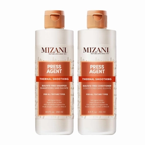 Mizani Press Agent Sulfate-Free Shampoo and Conditioner Set - Detangles and Moisturizes Hair For Heat, 8.5 Fl Oz (Pack of 2)