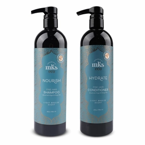 MKS eco Nourish Shampoo for Fine Hair, Light Breeze (25 fl oz)   MKS eco Hydrate Conditioner for Fine Hair, Light Breeze (25 fl oz) - Moroccan Argan Oil, Hemp Seed Oil - Vegan, Cruelty Free