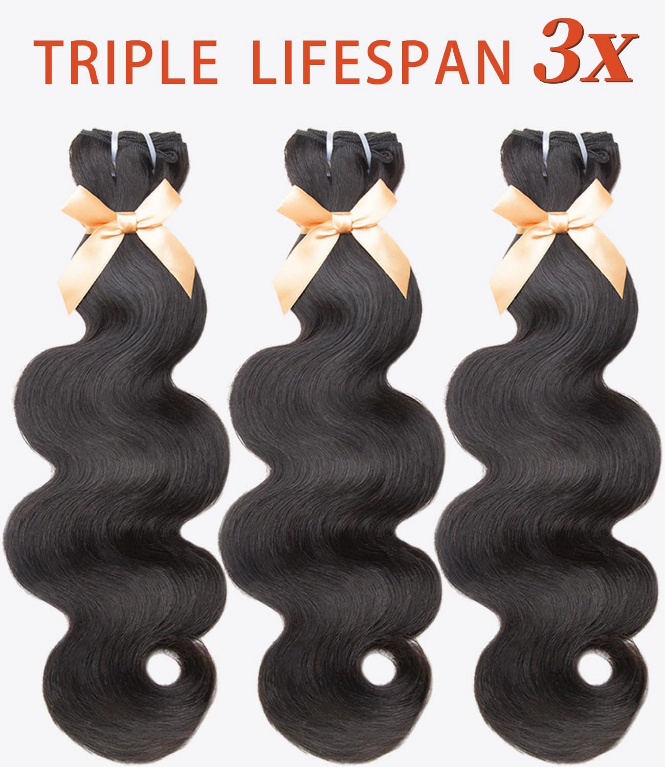 mlip Raw Bundles Human Hair Body Wave, No Tangle Shedding, Keep Texture Silky Soft After Multiple Washes, 15A Raw Indian Hair Bundles 14 16 18 Inches, Triple Lifespan 3X
