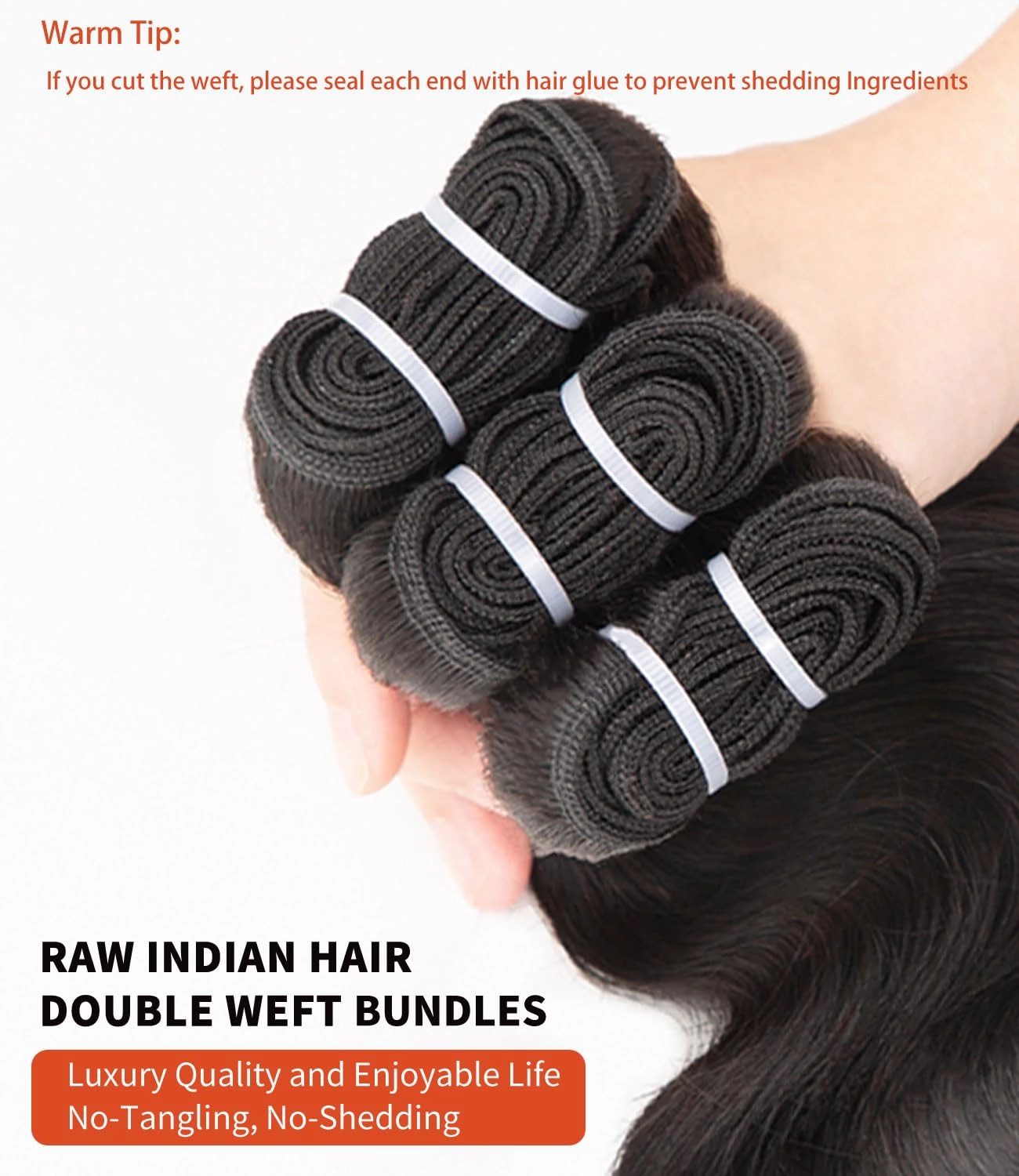 mlip Raw Bundles Human Hair Body Wave, No Tangle Shedding, Keep Texture Silky Soft After Multiple Washes, 15A Raw Indian Hair Bundles 14 16 18 Inches, Triple Lifespan 3X