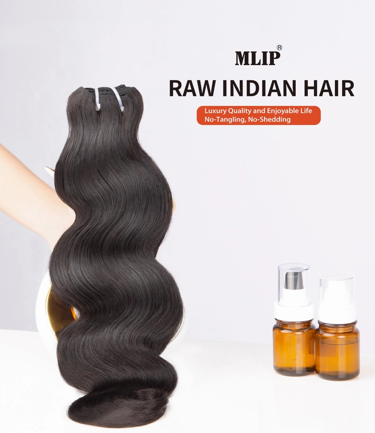mlip Raw Bundles Human Hair Body Wave, No Tangle Shedding, Keep Texture Silky Soft After Multiple Washes, 15A Raw Indian Hair Bundles 14 16 18 Inches, Triple Lifespan 3X