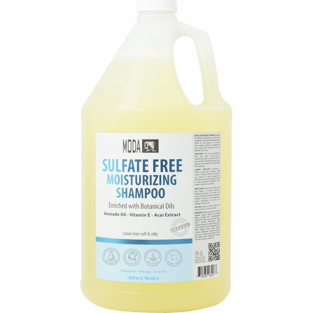 Moda - Sulfate-Free Moisture Shampoo - Enriched with Botanical Oils - Avocado Oil, Vitamin E, Acai Extract / 128 oz. - 1 Gallon