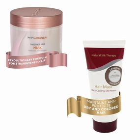 Mon Platin Professional Hair Mask (100ML) & Hyloren Smoother Hair Mask (500ML) - Black Caviar & Silk Therapy for Dry, Colored & Damaged Hair, Deep Conditioning with Hyaluronic Acid