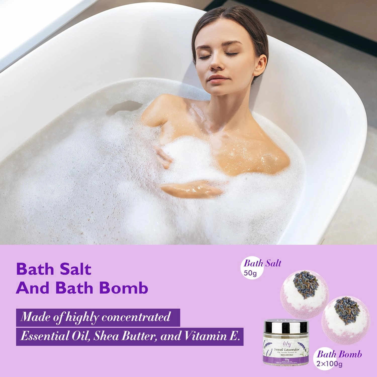 Mothers Day Gift for Mom - Relaxing 18-Piece Bath and Body Basket for Women Lavender Spa Gift Basket Set Bath Collection with Bath Bomb | Christmas, Birthday, Perfect Spa Present for Her All Occasions