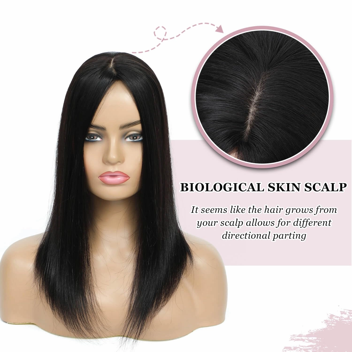 Ms Taj 16 Inch Hair Toppers for Women Real Human Hair – 5x5.5inch Skin Scalp, Natural Look Hairpiece with Clips, Lightweight & Comfortable, Ideal for Daily Wear, Adds Volume & Coverage(1B)