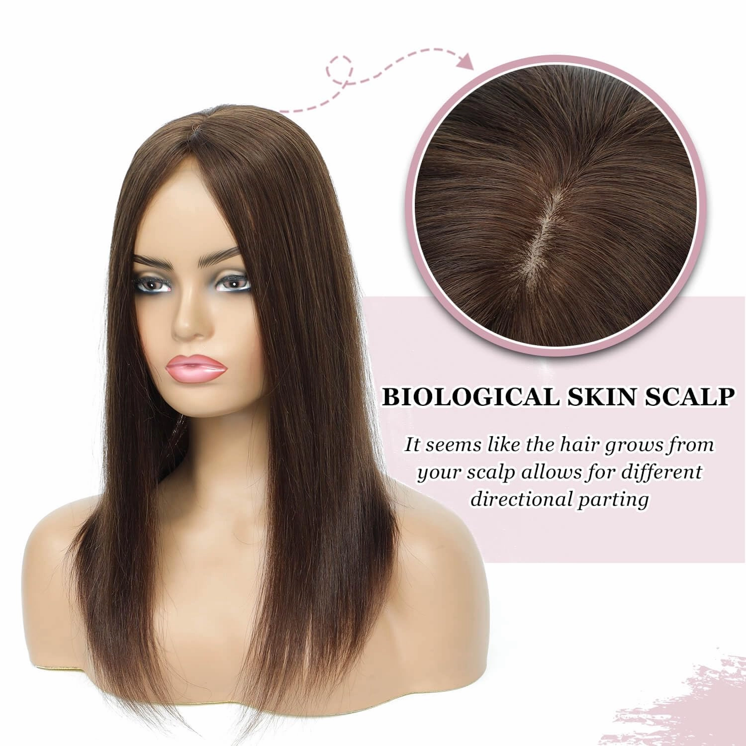 Ms Taj 16 Inch Hair Toppers for Women Real Human Hair – 5x5.5inch Skin Scalp, Natural Look Hairpiece with Clips, Lightweight & Comfortable, Ideal for Daily Wear, Adds Volume & Coverage(4#)