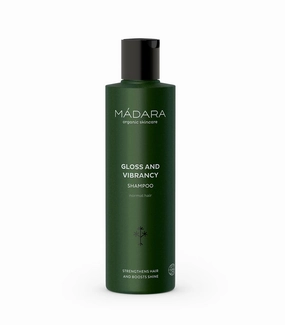 MÁDARA Organic Skincare | Gloss and Vibrancy Shampoo, 200ml – Shine-enhancing natural shampoo for all hair types, Improves lustre and vitality, Vegan, Cruelty-free, COSMOS Natural certified