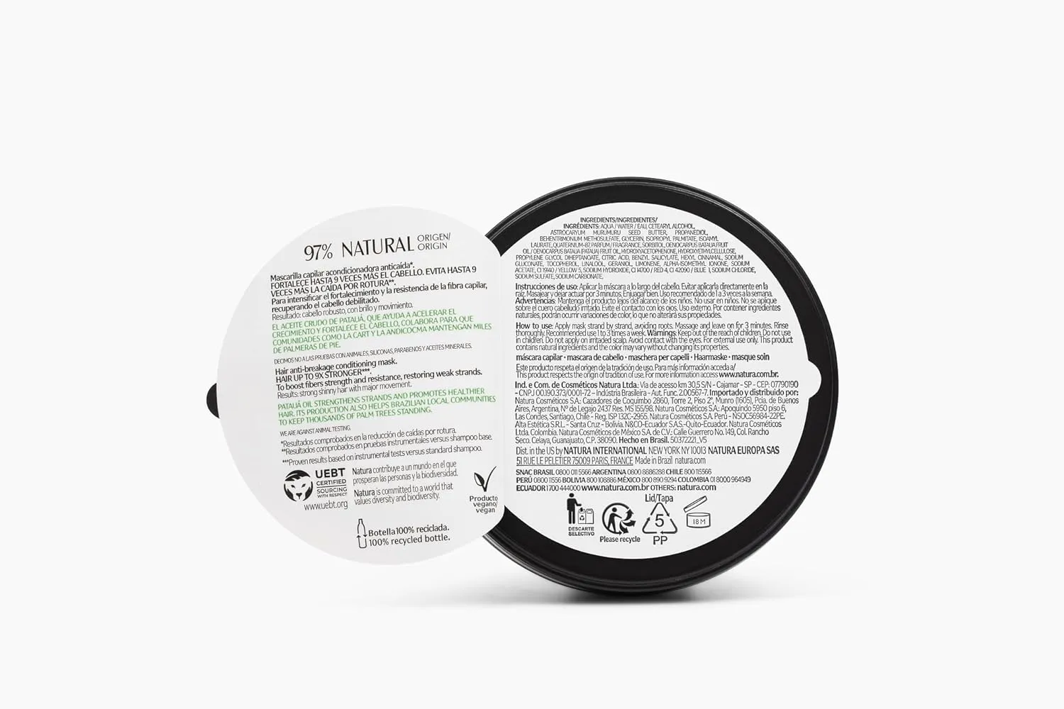 natura Ekos Patauá Strengthening Anti-Breakage Hair Mask - For Weakened, Brittle, Damaged and Dry Hair - Vegan, Not Tested On Animals