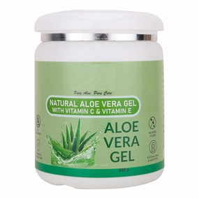 Natural Aloe Vera Gel with Vitamin C & E | Hydrates, Moisturizes & Soothes Irritated Skin | Pure & Natural Aloe Vera Gel for Face, Acne, Scars (500g) (Buy 2 Quantity Get 1 Quantity Free)