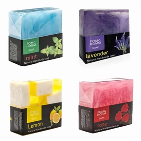 Natural Bar Soap Gift Set (4 Pack) - Mint, Lavender, Lemon & Rose, 14 oz Organic Handmade Soap, Triple Milled & Cold-Pressed - by KevinShop