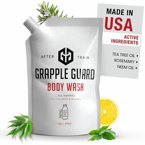 Natural Liquid Soap Body Wash | Grappling Inspired Unisex Body Wash Suitable for All Skin Types with Tea Tree Oil, Neem Oil, and Rosemary Extract - Citrus/Tea Tree Scent (16oz) Refill