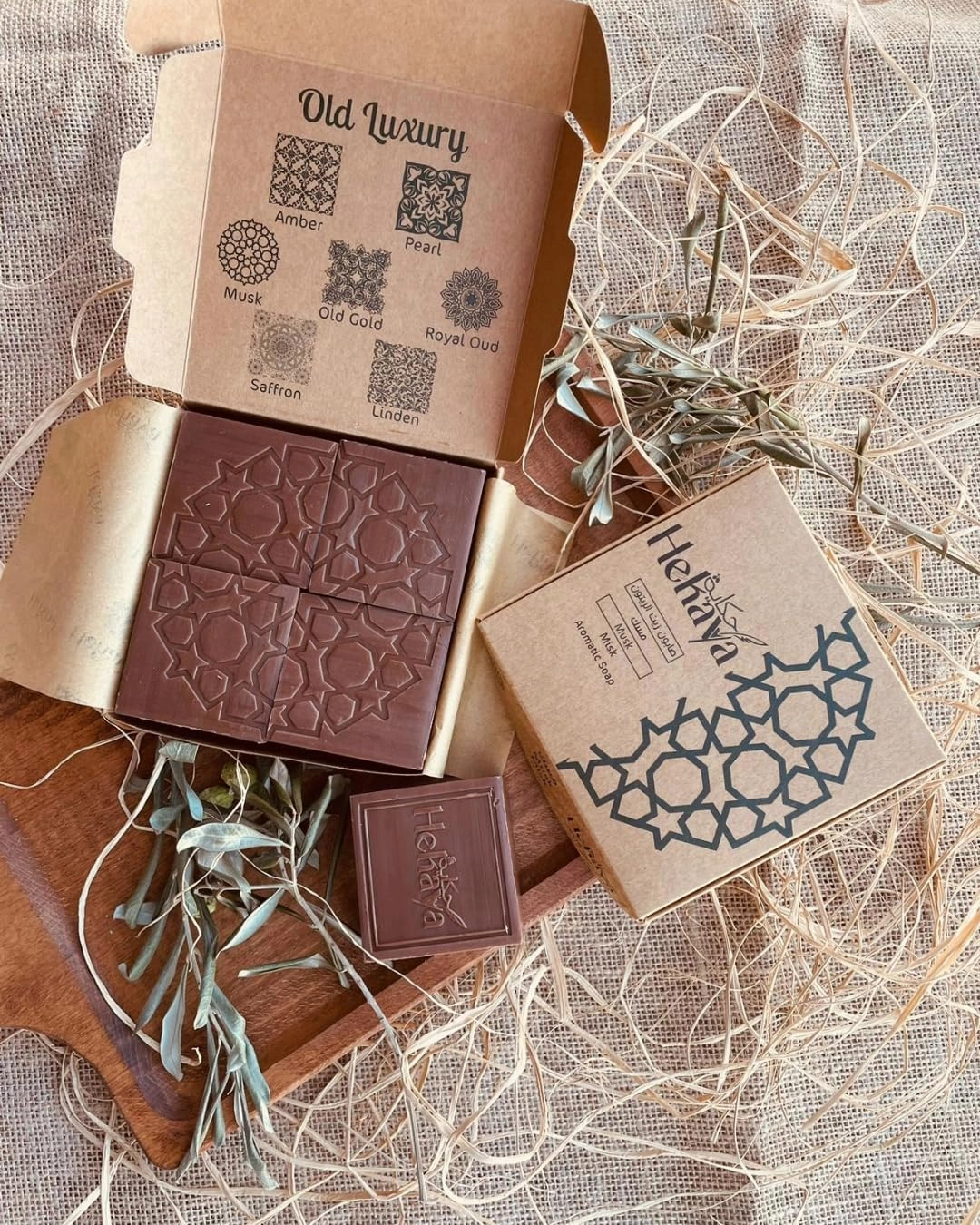 Natural Olive Oil Soap bars with Organic Ingredients, Vegan Soap, Moisturizing, Handmade, Scented With Essential Oils, Body Soap Bars for Women and men (MUSK) (Pack of 4 Bars) 17.6 Ounce