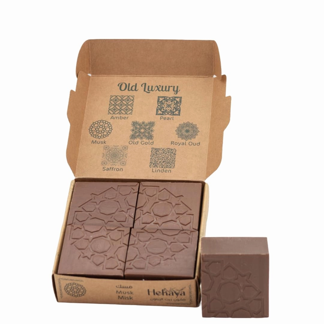 Natural Olive Oil Soap bars with Organic Ingredients, Vegan Soap, Moisturizing, Handmade, Scented With Essential Oils, Body Soap Bars for Women and men (MUSK) (Pack of 4 Bars) 17.6 Ounce