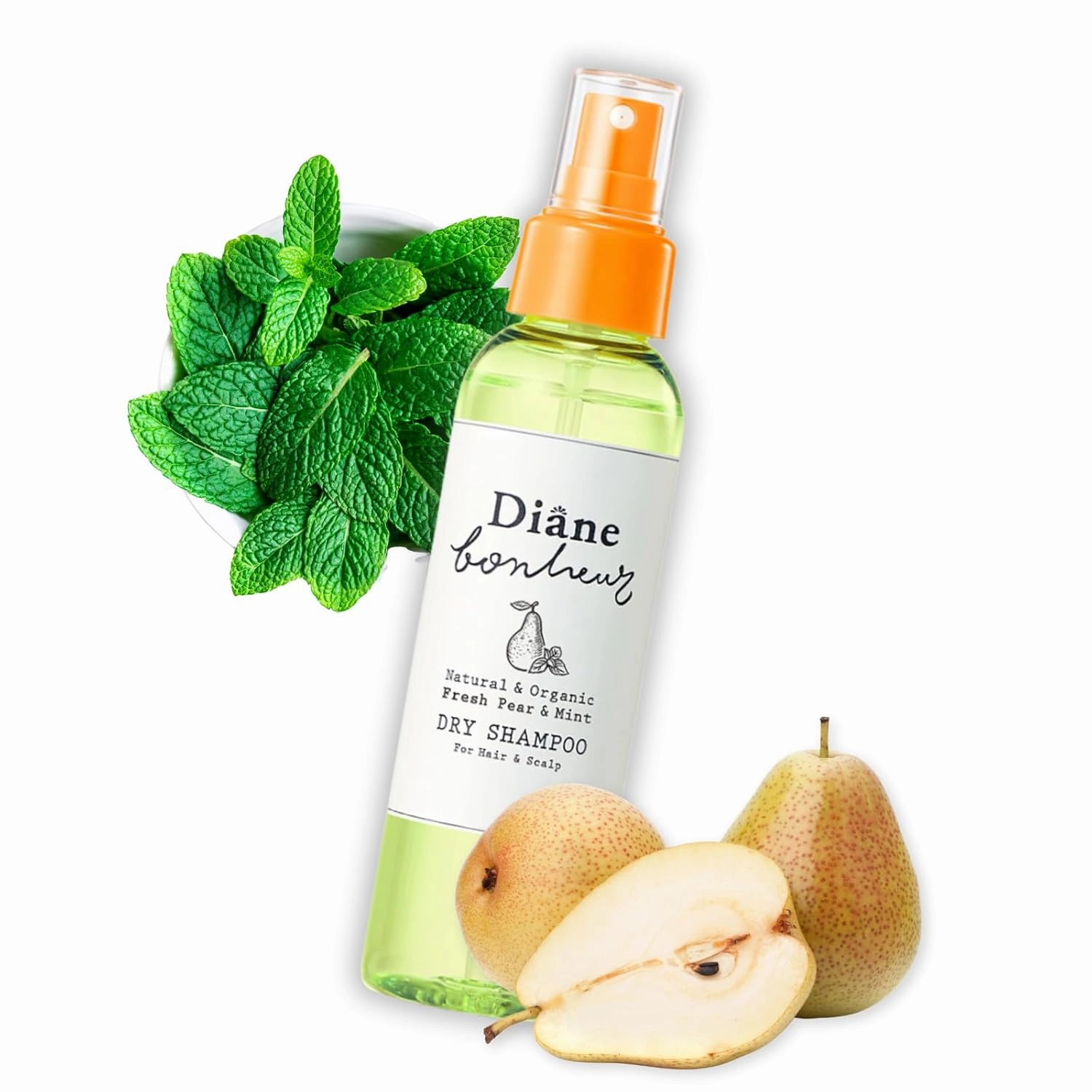 Natural Wet Dry Shampoo for Women Dry Hair & Sensitive Scalp, Organic Hair & Body Mist with Rosemary & Rose Water, Moisturizing Hair Refresher Spray from Japan, PEAR & MINT, 4.06 Fl Oz