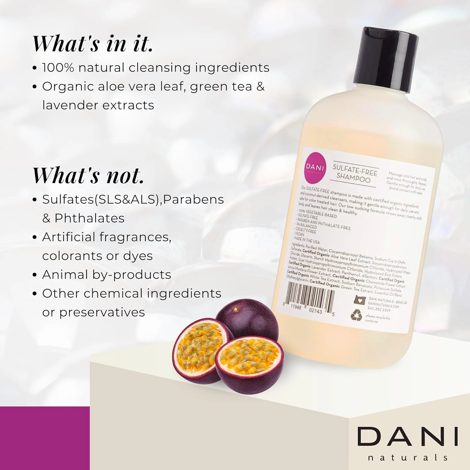 Naturals Shampoo - Passion Fruit Scent - Sulfate-Free, Vegan, Moisturizing, 12 oz | Nourishing for All Hair Types & Sensitive Scalps