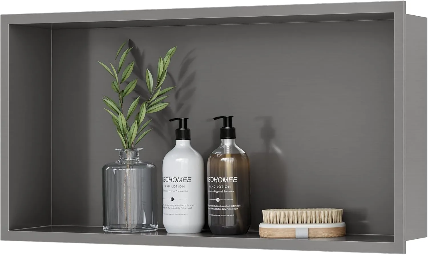 Neodrain 24X12Inch Shower Niche, Gun Metal Stainless Niche NO Tile Needed Recessed Niche Shower for Bathroom Storage