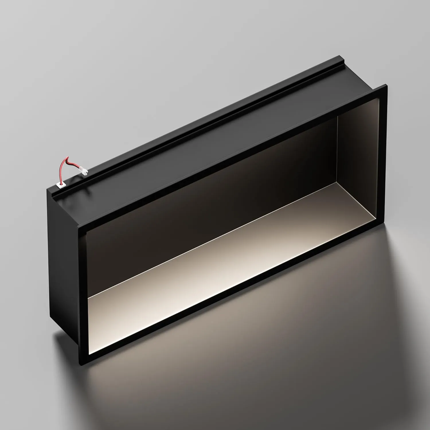 Neodrain LED Shower Niche, 24"X12" Matte Black Wall Niche, NO Tile Needed Stainless Steel Bathroom Niches with Non-dimmable Led Light 3000K, Recessed Shower Cabinet Cubby for Shampoo
