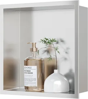 Neodrain No Tile Shower Niche, Brushed Stainless Steel Bathroom Wall Niche Cubby, 12" X 12" Recessed Storage Shelf