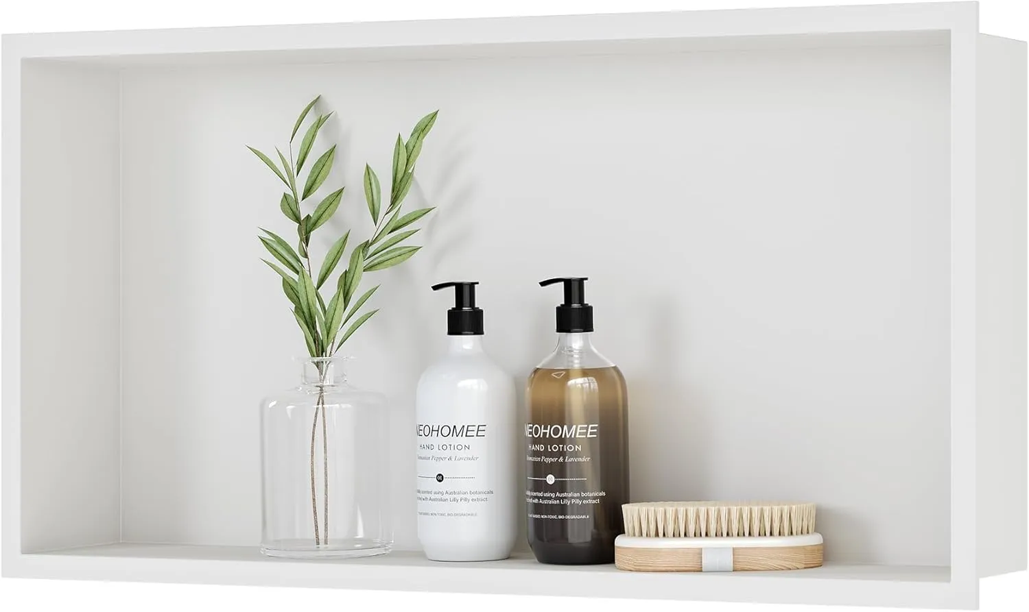 Neodrain No Tile Shower Niche, White Shower Niche Bathroom Shelf, (Outside Size 25.1"x13.1") (Inner Size 24" X 12" X 4"), NO Tile Needed Recessed Niche Shower for Storage