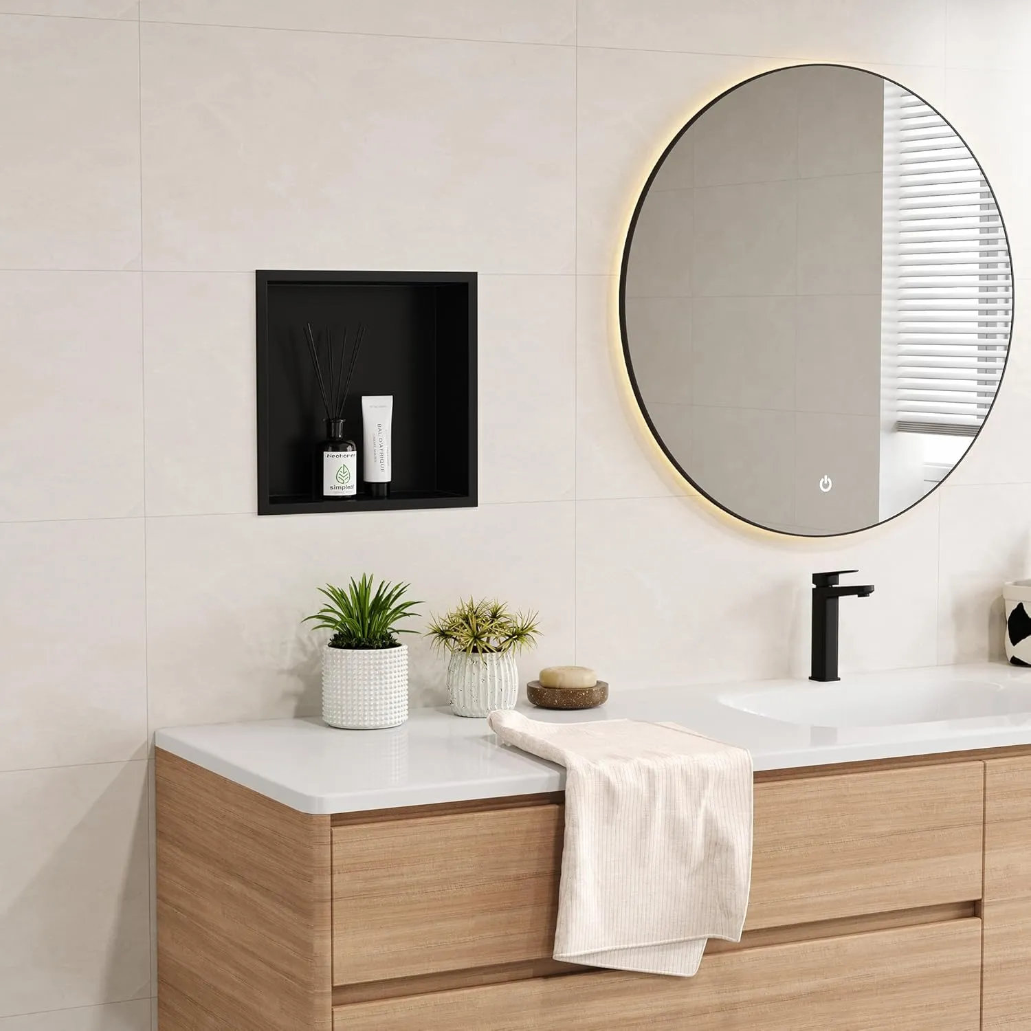 Neodrain Shower Niche Insert Tile Ready Recessed Bathroom Cabinet(Inner Size 12" X 12"), Waterproof Stainless Steel Wall Niche Shelf No Tiled Needed for Shower Storage, Matte Black