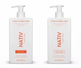 New Limited Edition Collection Shampoo and Conditioner Set By N.a.t.i.v.e - 16.5 FL OZ each, (2) bottels (1) Shampoo and (1) Conditioner (Citrus & Herbal Musk)