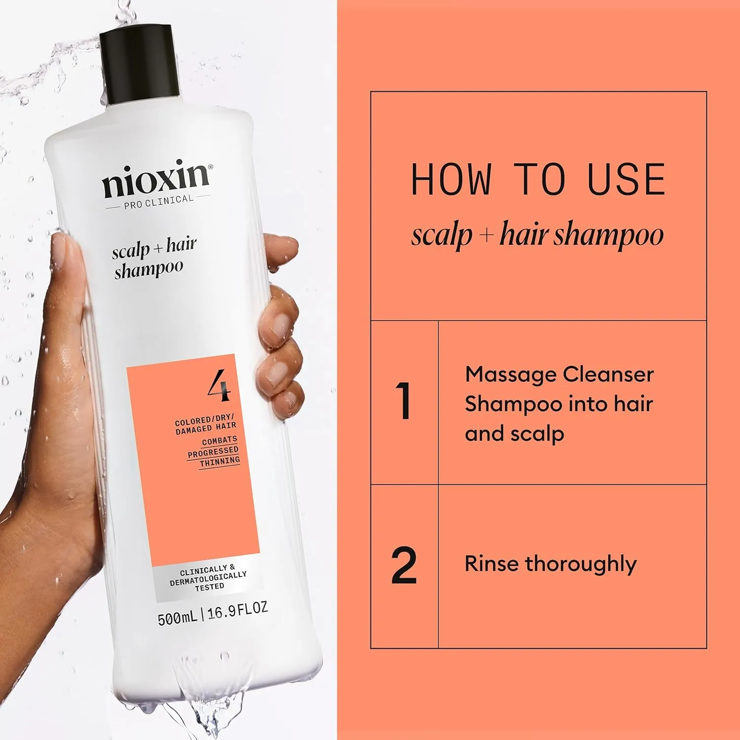 Nioxin System 4 Scalp   Hair Thickening Shampoo For Colored, Dry, & Damaged Hair with Progressed Thinning Maintain Vibrant Color Nourish & Boost Hair Density with Niacinamide & Biotin