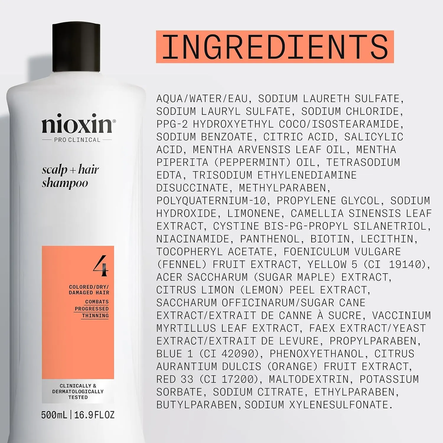 Nioxin System 4 Scalp   Hair Thickening Shampoo For Colored, Dry, & Damaged Hair with Progressed Thinning Maintain Vibrant Color Nourish & Boost Hair Density with Niacinamide & Biotin