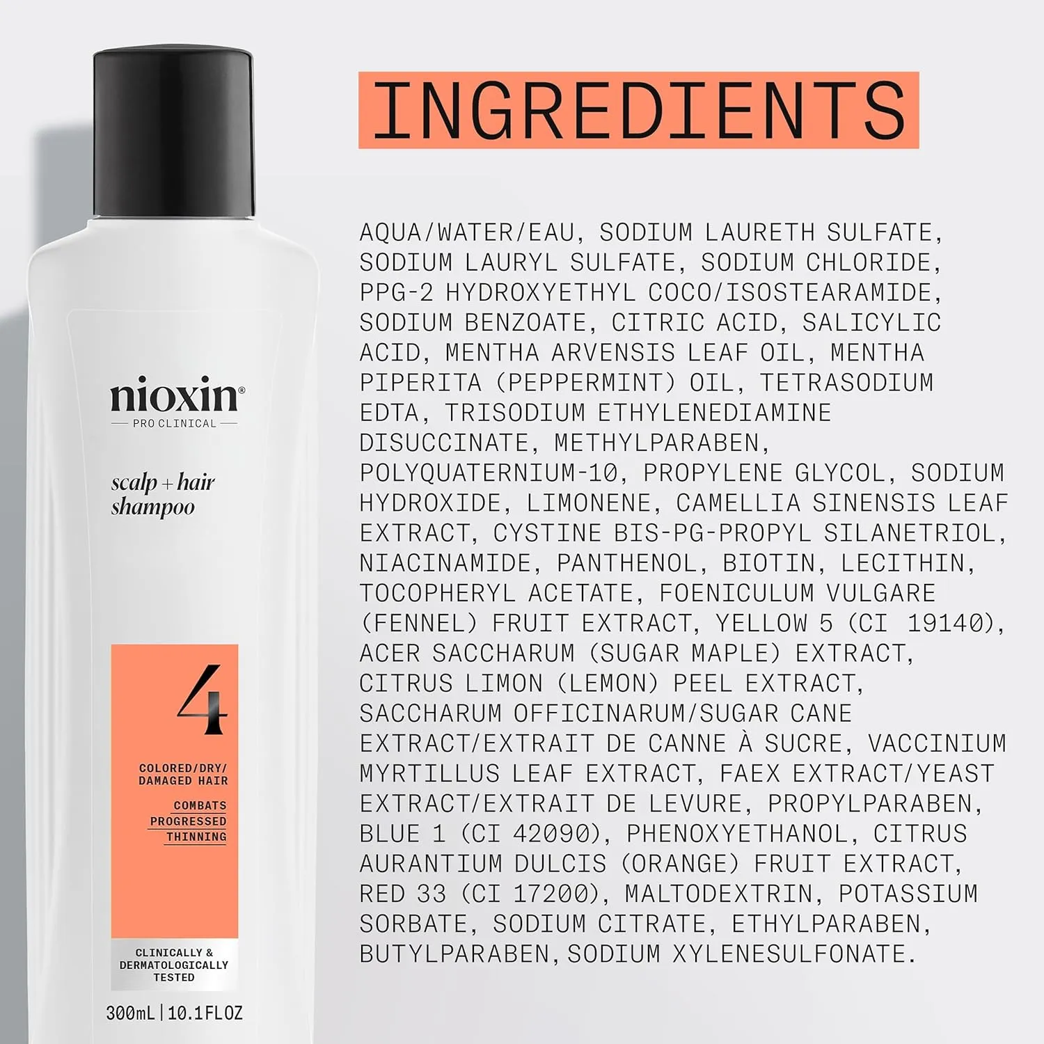 Nioxin System 4 Scalp   Hair Thickening Shampoo For Colored, Dry, & Damaged Hair with Progressed Thinning Maintain Vibrant Color Nourish & Boost Hair Density with Niacinamide & Biotin