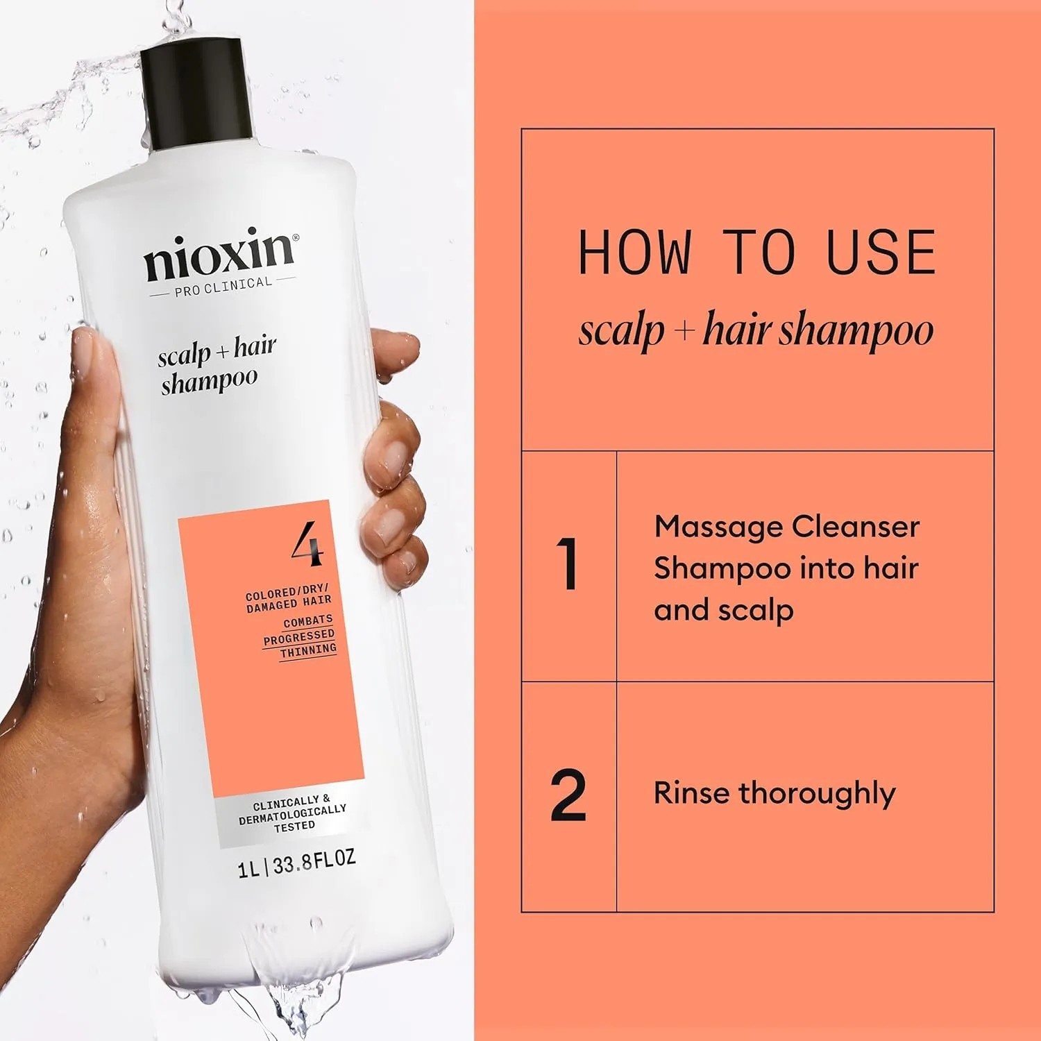 Nioxin System 4 Scalp   Hair Thickening Shampoo For Colored, Dry, & Damaged Hair with Progressed Thinning Maintain Vibrant Color Nourish & Boost Hair Density with Niacinamide & Biotin
