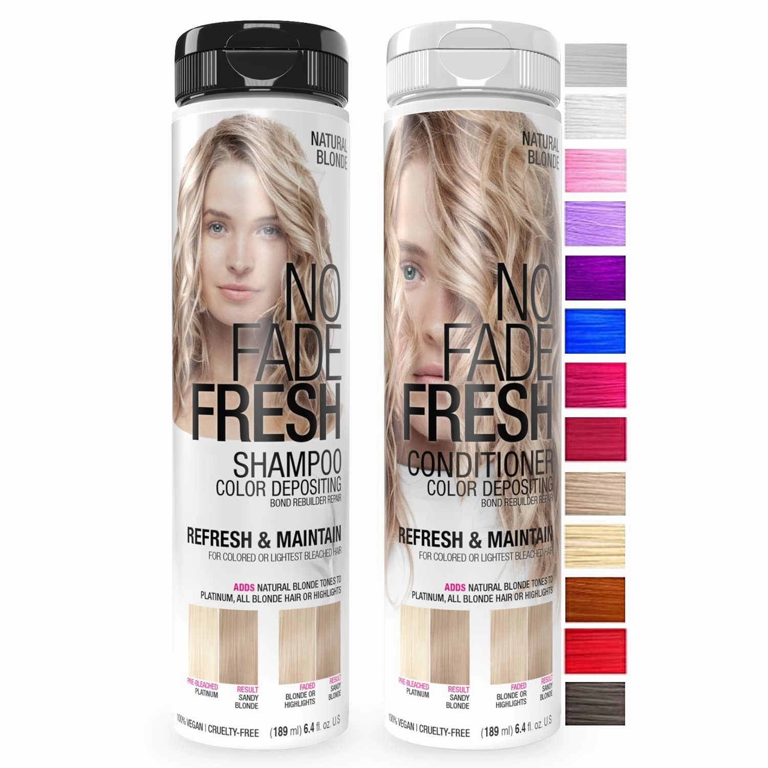 No Fade Fresh Natural Blonde Hair Color Depositing Depositing Shampoo   Conditioner Duo - Enhance Color, Prevent Fading & Refresh Warm Blonde Color, Hair Color Toner
