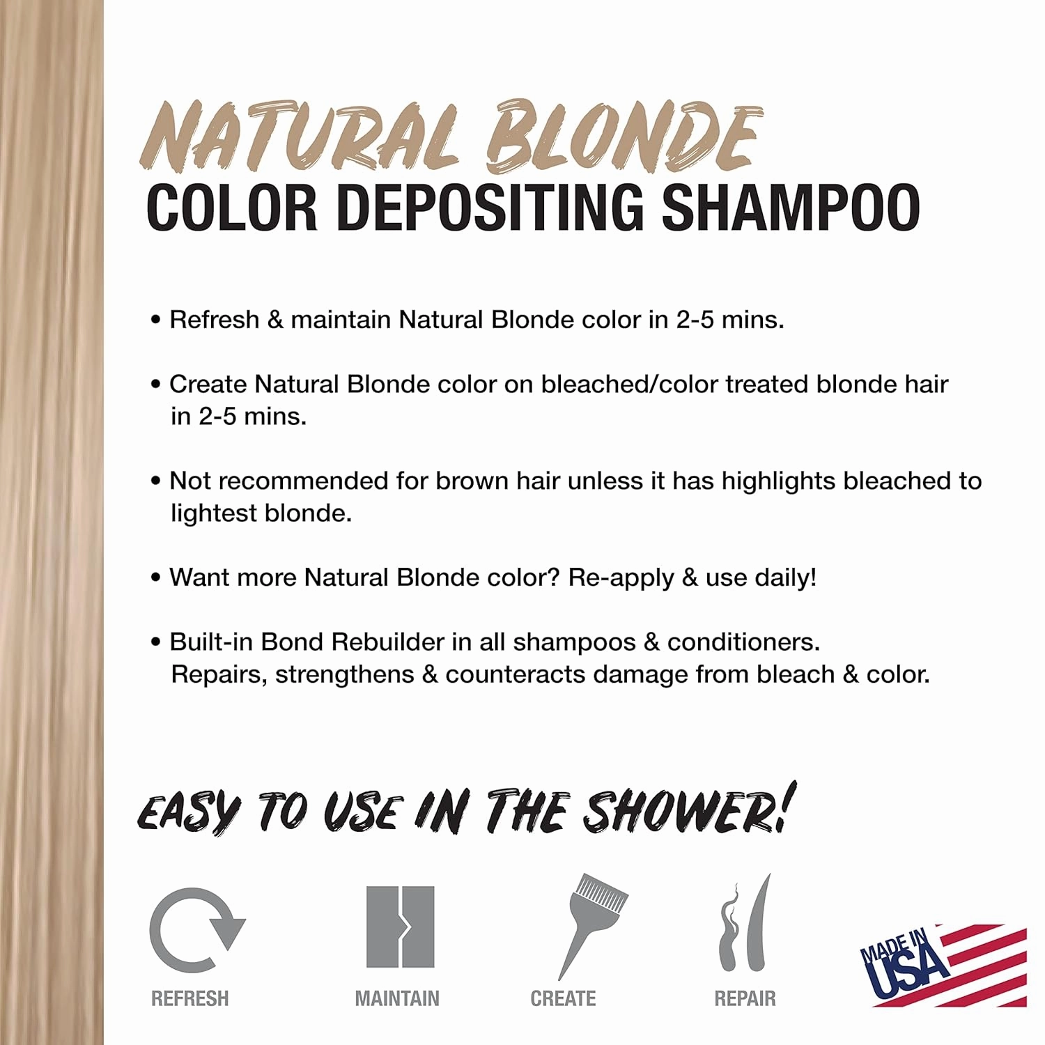 No Fade Fresh Natural Blonde Hair Color Depositing Depositing Shampoo   Conditioner Duo - Enhance Color, Prevent Fading & Refresh Warm Blonde Color, Hair Color Toner