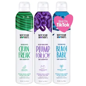 Not Your Mother's Dry Shampoo Spray Signature Assortment (3-Pack) - 7 oz Each - Clean Freak, Plump for Joy & Beach Babe - Instantly Absorbs Oil & Extends Style Life for Refreshed Hair
