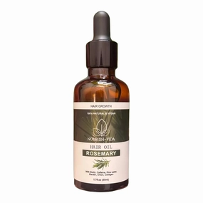 Nourish-Vida Rosemary Hair Oil - Natural Vegan Hair Growth Oil with Biotin, Caffeine, Rice Water, Onion, Keratin, and Collagen, Strengthens Hair, Soothes Dry Scalp, Reduces Breakage - (50 ml)