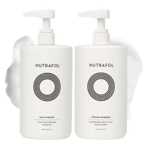 Nutrafol Shampoo and Conditioner, Cleanse and Hydrate Hair and Scalp, Improves Hair Volume, Strength and Texture, Physician-formulated for thinning hair. Color Safe, Sultate Free - 1 Liter Bottle