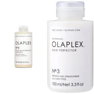Olaplex No. 3 Hair Perfector Repairing Treatment for Dry Damaged Hair, Repairs & Strengthens   No. 4 Bond Maintenance Shampoo Repairs, Strengthens, & Nourishes, Adds Shine & Leaves Hair Feeling Soft