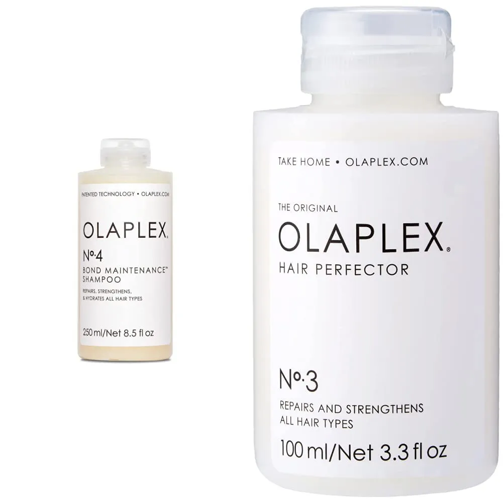 Olaplex No. 3 Hair Perfector Repairing Treatment for Dry Damaged Hair, Repairs & Strengthens   No. 4 Bond Maintenance Shampoo Repairs, Strengthens, & Nourishes, Adds Shine & Leaves Hair Feeling Soft
