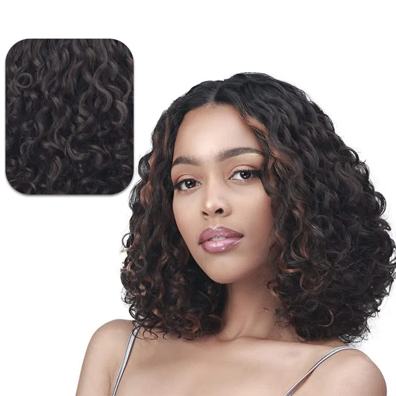 Ombre Curly Wigs for Black Women - Wavy Water Wave Wig, 14 inch, Synthetic, Heat Resistant