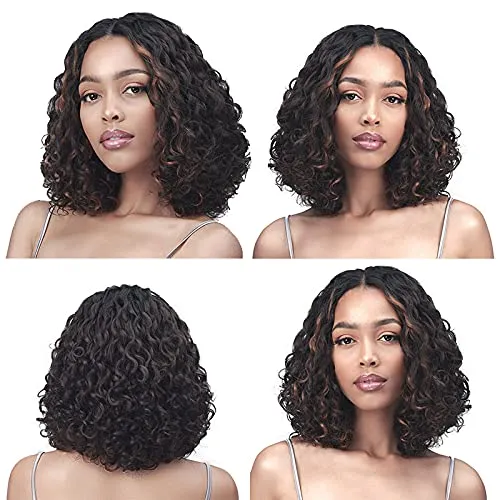 Ombre Curly Wigs for Black Women - Wavy Water Wave Wig, 14 inch, Synthetic, Heat Resistant