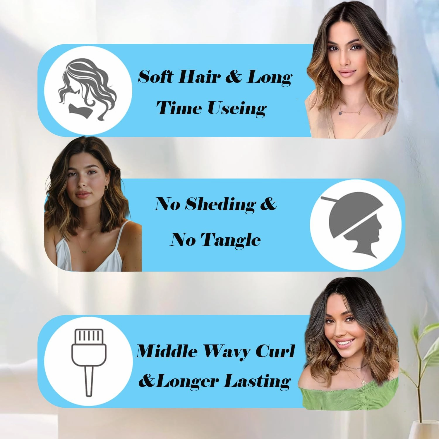 Ombre Blonde Short Wavy Wigs for Women Middle Part Lace Hairline Bob Wig Synthetic Hair 14 Inch Highlight Natural Hair for Daily Party Use