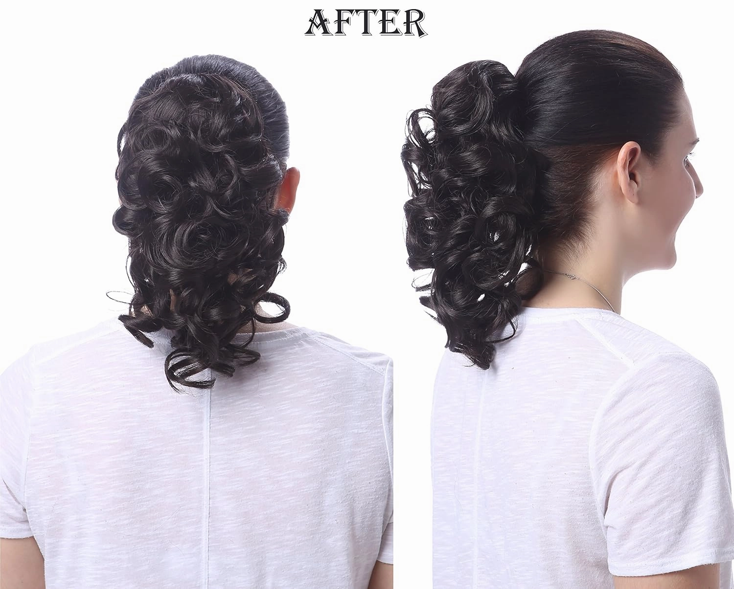 Onedor 12" Synthetic Fiber Natural Textured Curly Ponytail Clip In/On Hair Extension Hairpiece (2# - Darkest Brown)