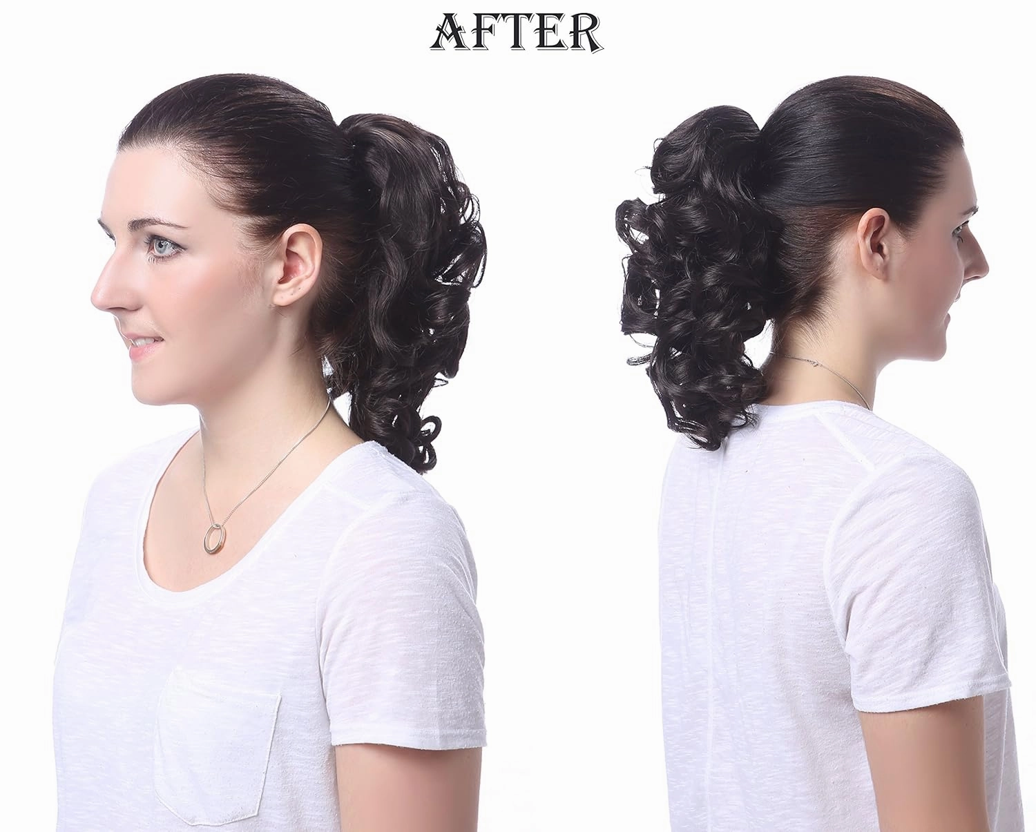 Onedor 12" Synthetic Fiber Natural Textured Curly Ponytail Clip In/On Hair Extension Hairpiece (2# - Darkest Brown)