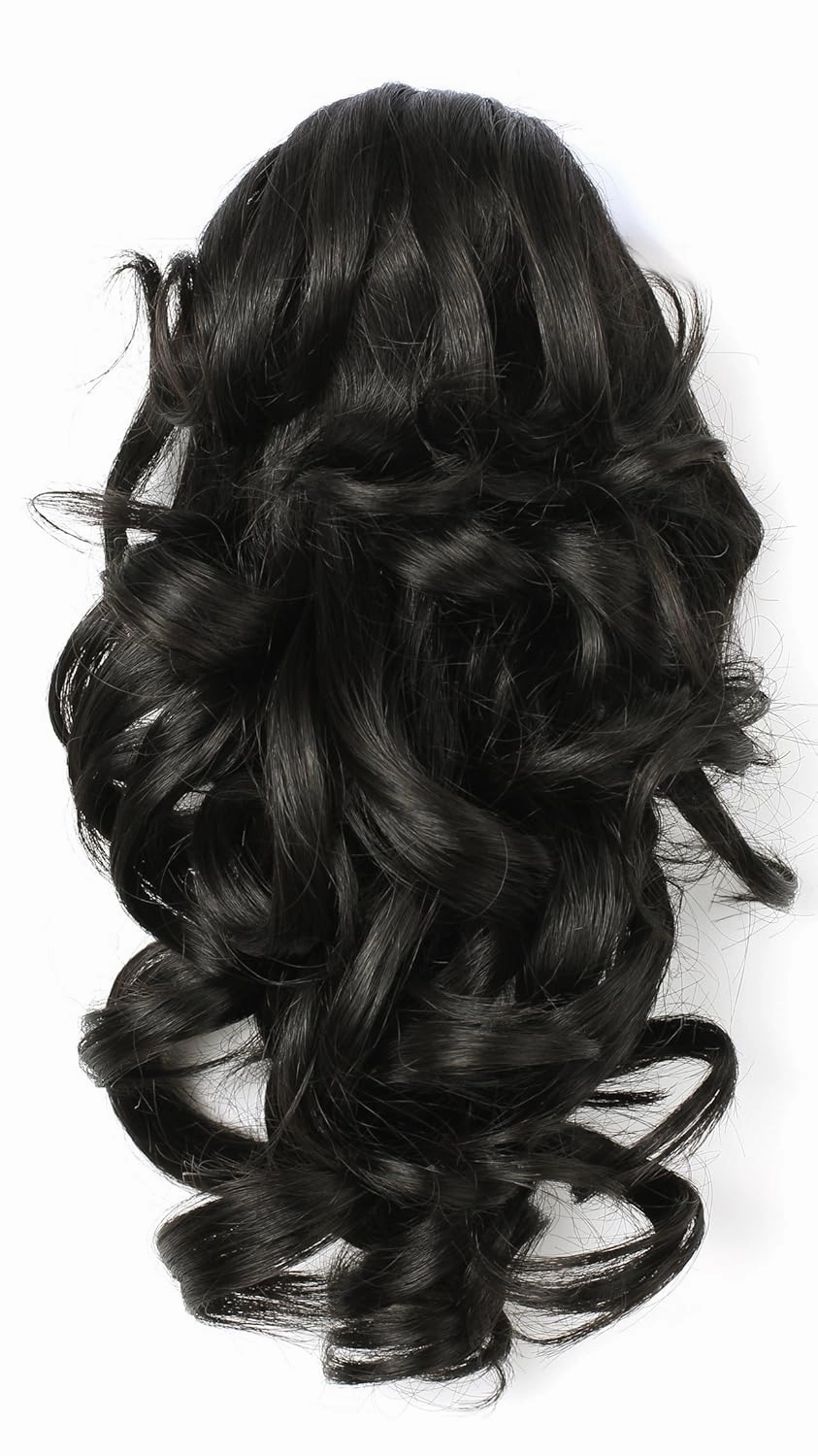 Onedor 12" Synthetic Fiber Natural Textured Curly Ponytail Clip In/On Hair Extension Hairpiece (2# - Darkest Brown)