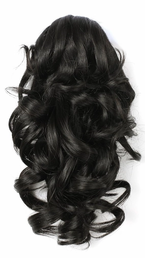 Onedor 12" Synthetic Fiber Natural Textured Curly Ponytail Clip In/On Hair Extension Hairpiece (2# - Darkest Brown)