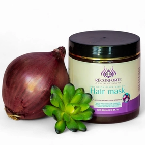 Onion Hair Mask for dry Damaged Hair and Growth, Red Onion & Black Seed Oil 500ml / 18.2 fl oz Deep Conditioning Hair Mask, Organic Hydrating for Thickness, All Hair Types No Smell No Tears