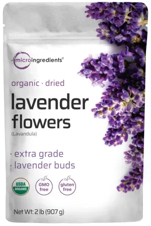 Organic Dried Lavender Flowers, 2lbs (32oz) | Culinary Lavender from France for Tea, Home Fragrance & Sachets | Food Grade Edible Buds | Non-GMO, Bulk Supply