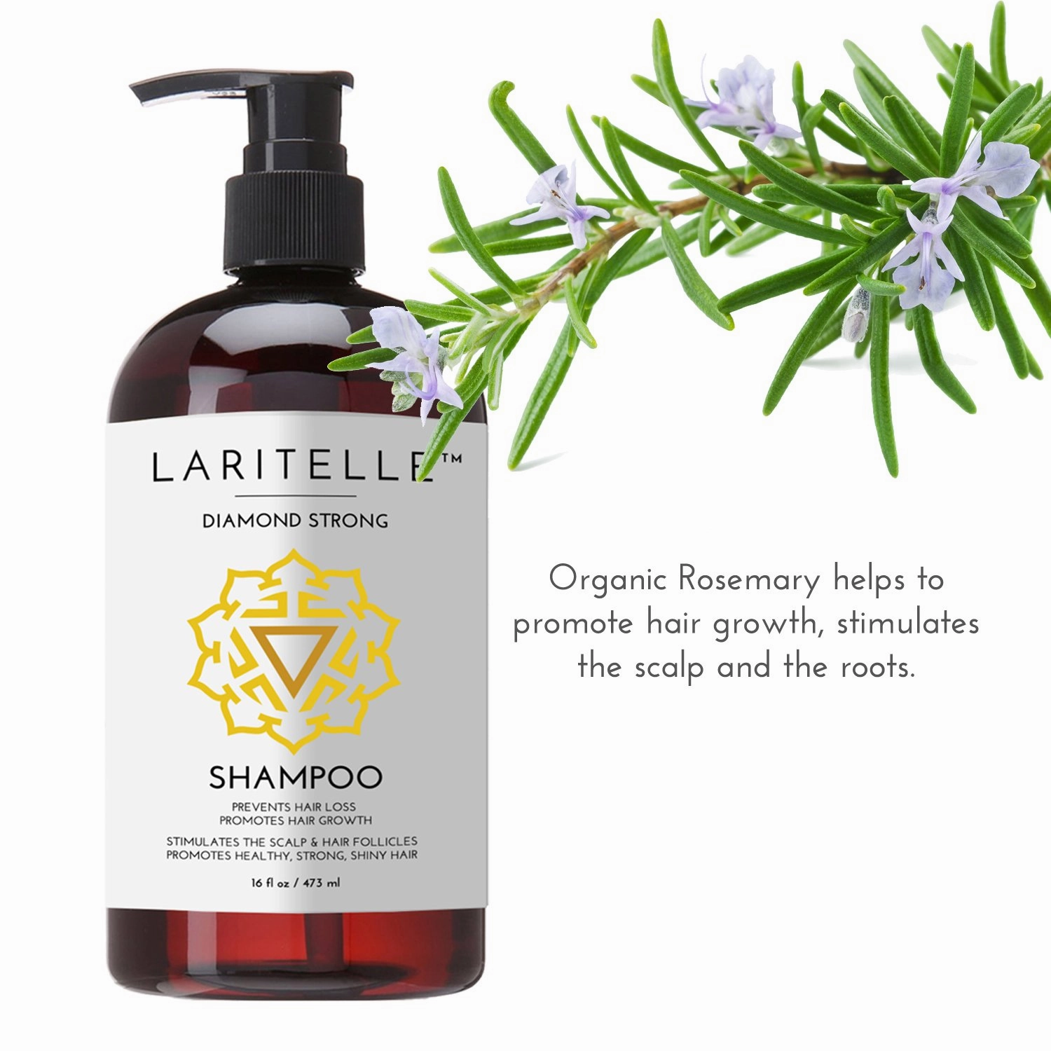 Organic Anti-Thinning Shampoo Diamond Strong | RECOMMENDED BY DERMATOLOGISTS for Hair Loss Prevention | Strengthening, Follicle Stimulating | Argan, Rosemary, Lemongrass, Ginger & Cedarwood