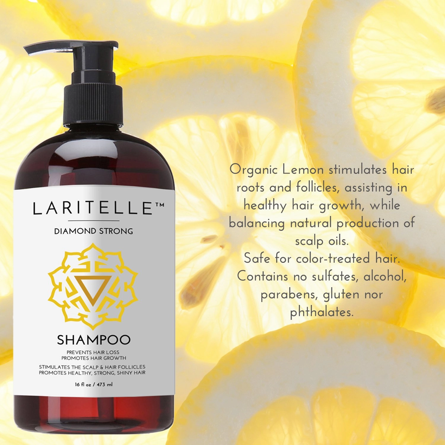 Organic Anti-Thinning Shampoo Diamond Strong | RECOMMENDED BY DERMATOLOGISTS for Hair Loss Prevention | Strengthening, Follicle Stimulating | Argan, Rosemary, Lemongrass, Ginger & Cedarwood