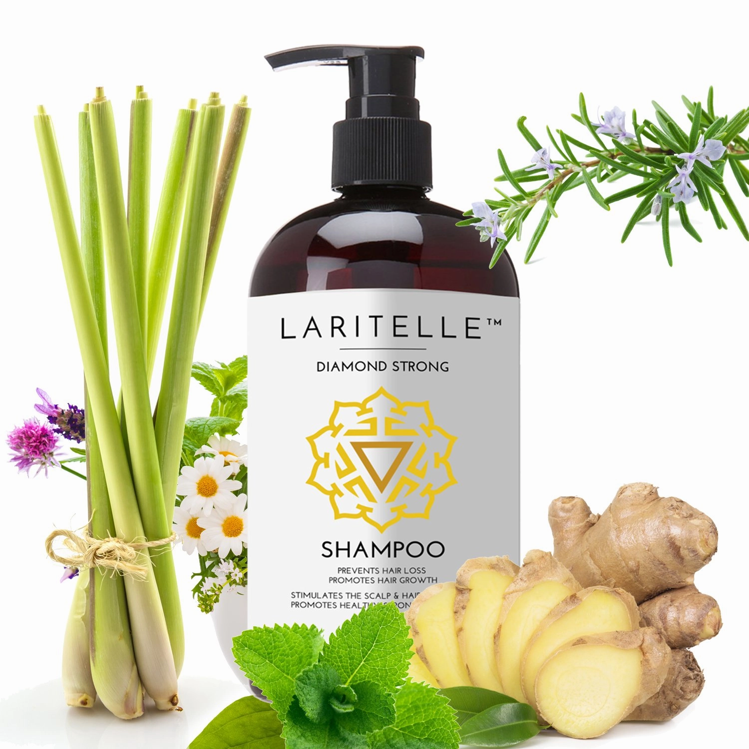 Organic Anti-Thinning Shampoo Diamond Strong | RECOMMENDED BY DERMATOLOGISTS for Hair Loss Prevention | Strengthening, Follicle Stimulating | Argan, Rosemary, Lemongrass, Ginger & Cedarwood